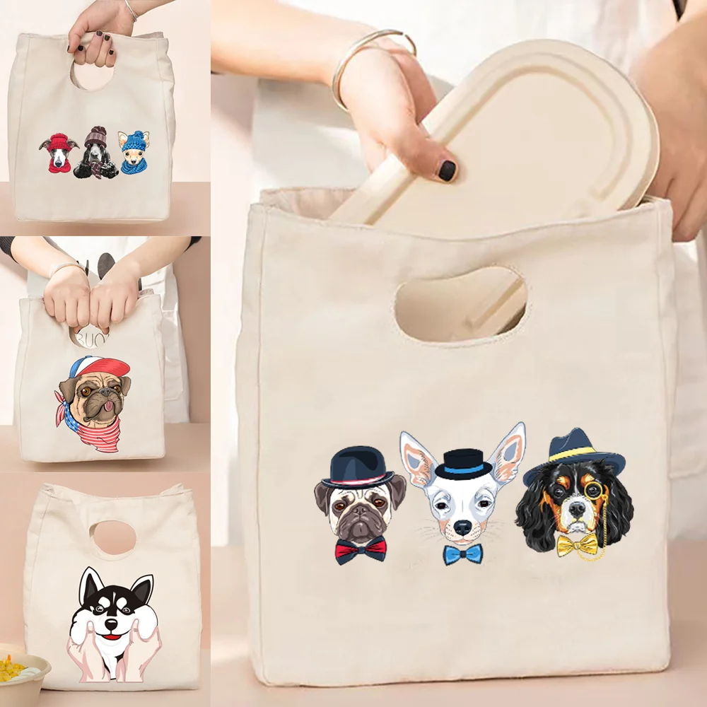 

Модная Сумка-тоут, Женская Термосумка, новая дорожная сумка-клатч с рисунком собаки, Аниме Холст для обеденного мешка сумки для офиса, работ...