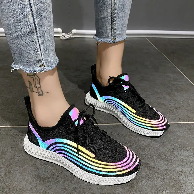 Кроссовки женские Светоотражающие дышащие светящиеся повседневные сетчатые для
