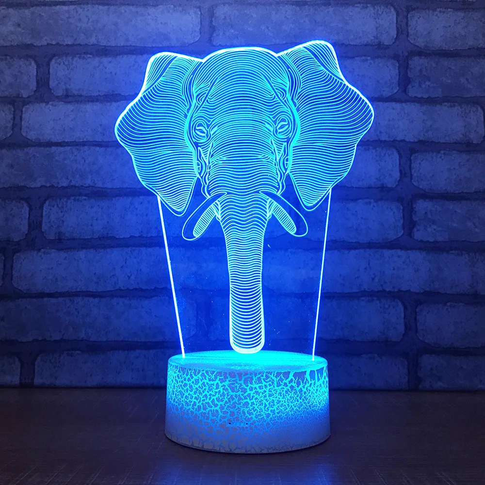 

Elephant LED RGB Night Light 7 Color Change Desk Light Action Figure PVC Kids Toys Brinquedos Christmas Gift
