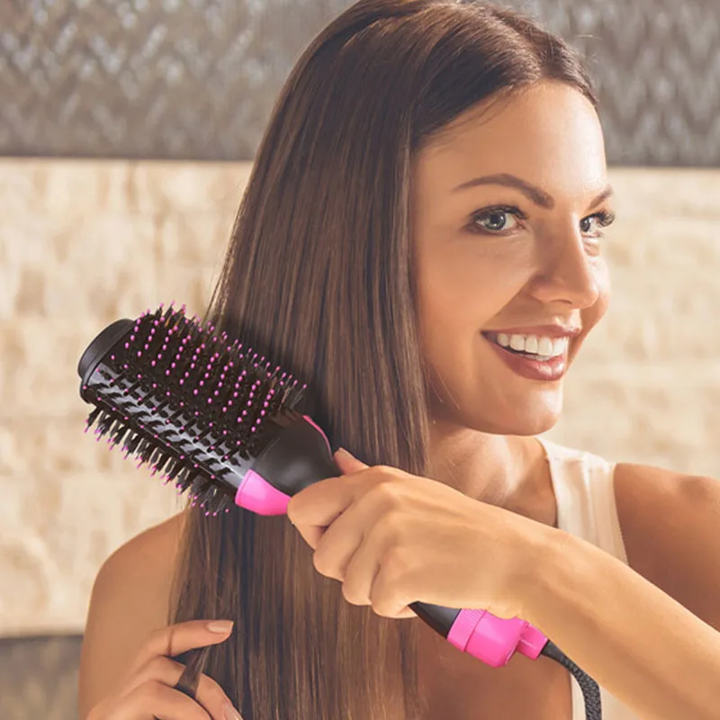 Фен-щетки для женщин 2 в 1 выпрямитель волос щетки с бигуди гребень Ионная Щетка