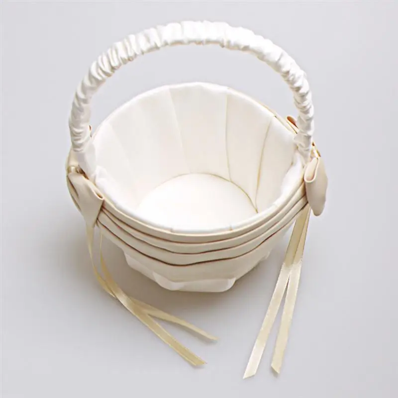 Свадебная Цветочная корзина для девочек бант лента невесты свадебная церемония