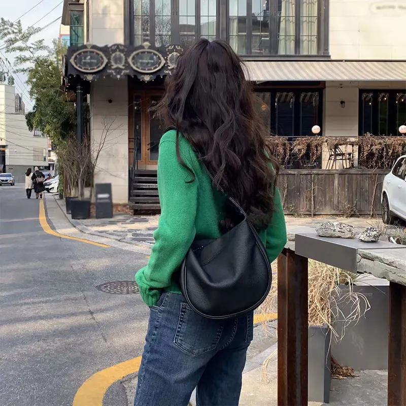 

2021 Women Fashion Casual Hobo Bags Black Shoulder Crossbody Bag Female Large Capacity Handbag Woman Wide Strap Underarm Bag New