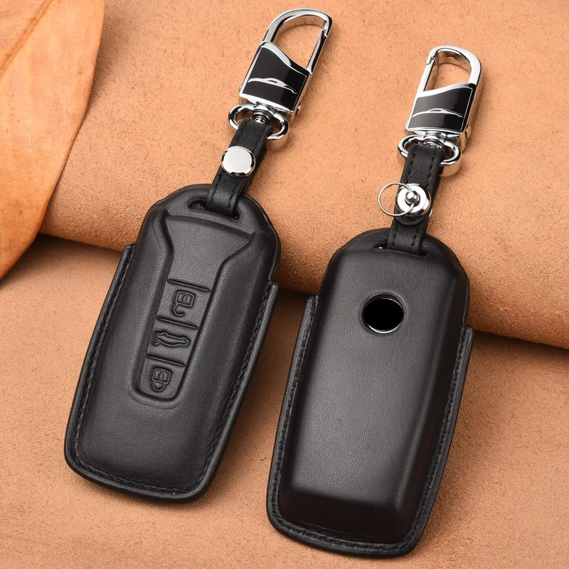 Luxury Genuine Leather Car Key Cover Case for Volkswagen Touareg 2018 2019 Fob Key Car-Styling