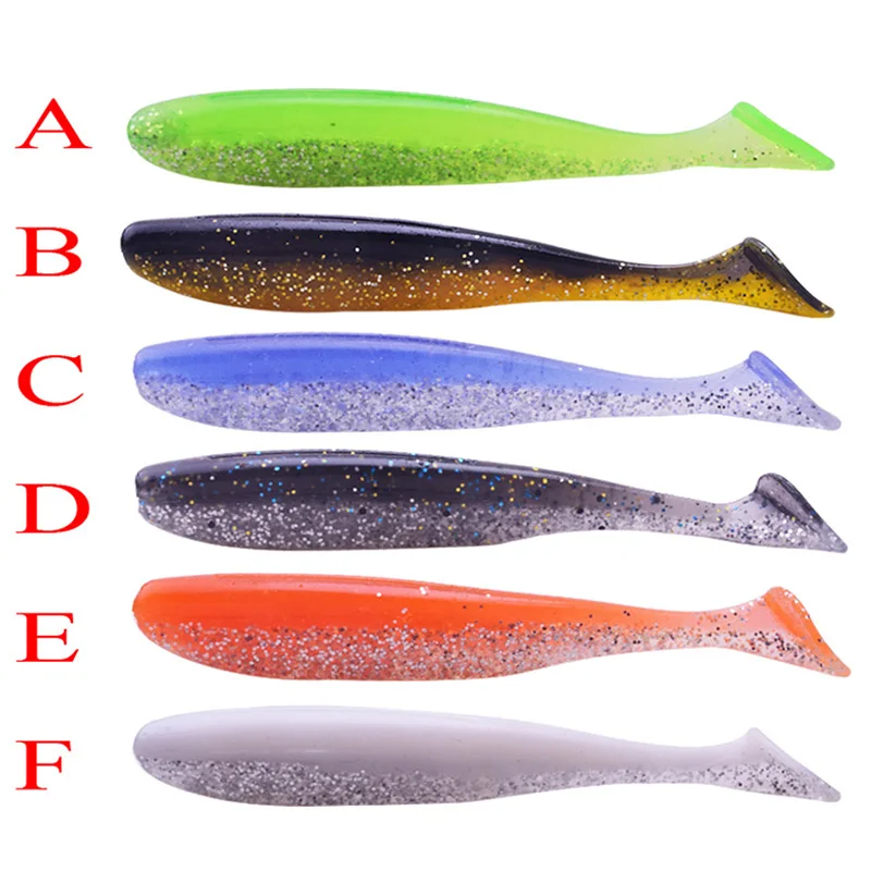 6 шт. Jig Easy Shiner мягкие приманки 80 мм 3,5 г рыболовные приманки, наживки креветки запах силиконовые приманки Т хвост плавающие наживки рыболовные снасти