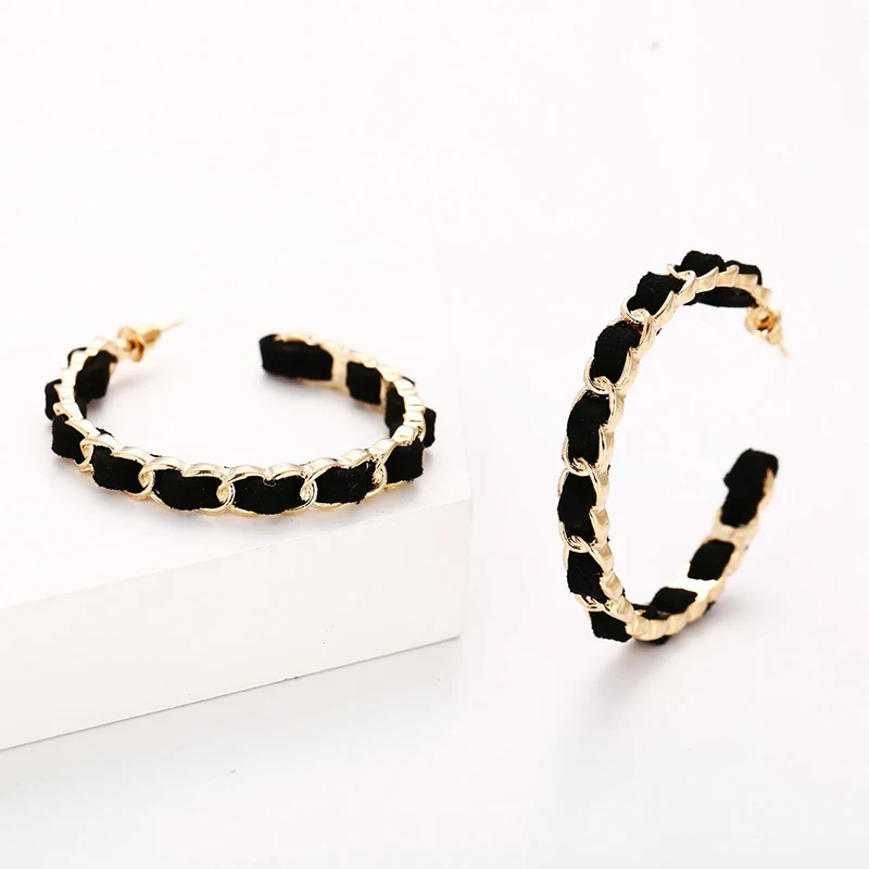 Серьги-кольца в стиле панк элегантные висячие украшения для ушей Круглые черного