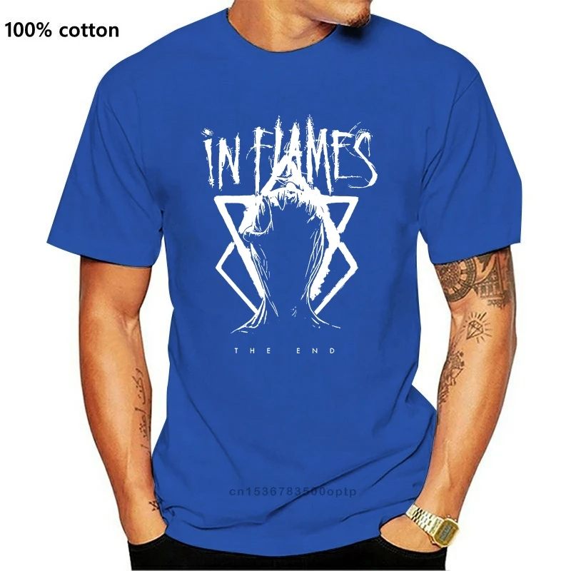

New In Flames Think About The End T Shirt Black Loose Cotton T Shirts For Men Cool Tops T Shirts 010050