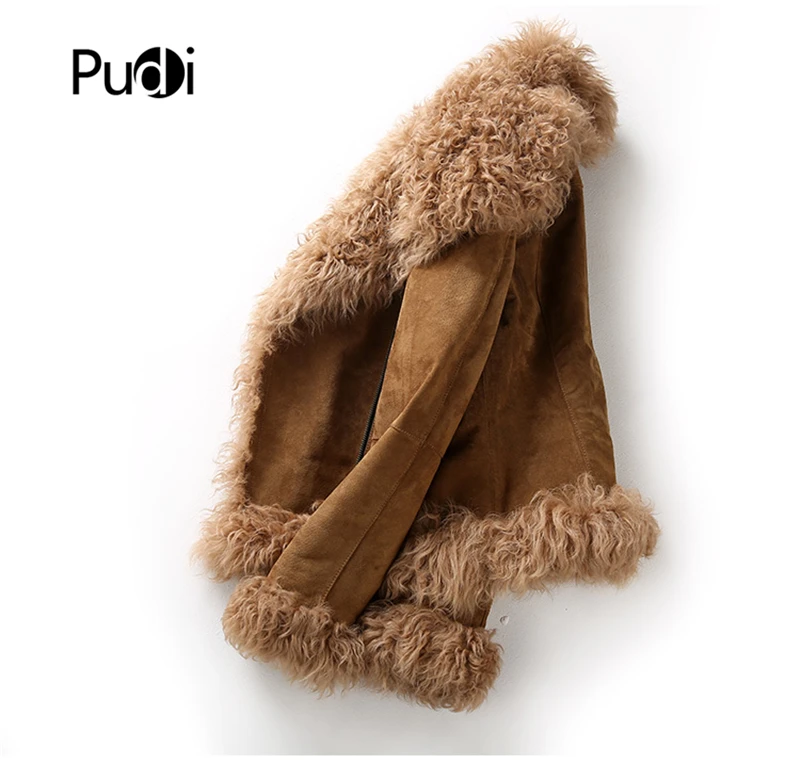 PUDI CT930 Женское зимнее теплое пальто из натурального овечьего меха, Женская куртка из натуральной свиной кожи, пальто для девочек