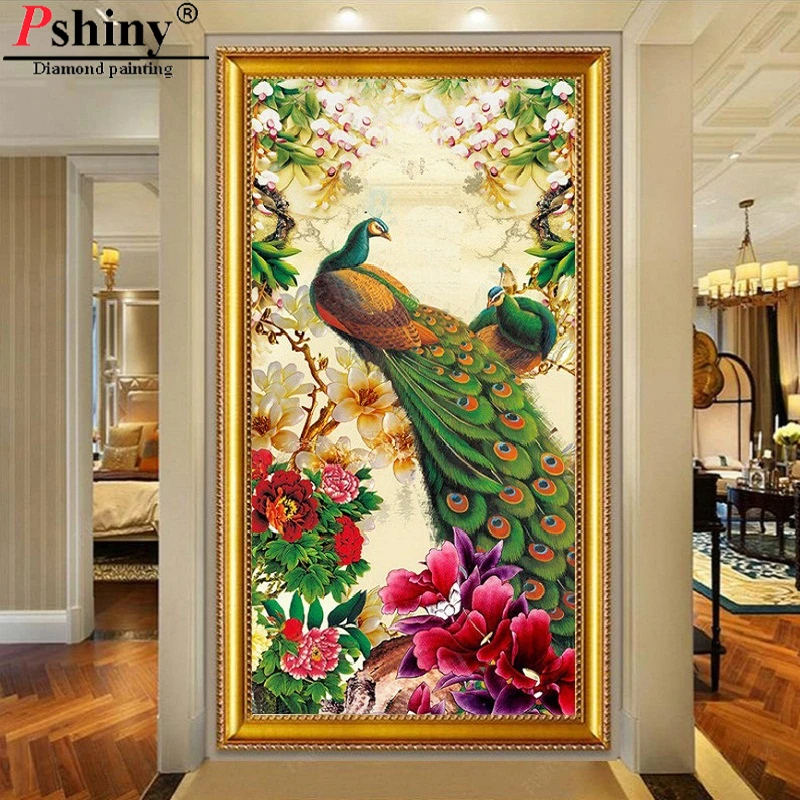 Pshiny 5d алмазная живопись полный дрель &quotпавлин&quot &quotсделай сам&quot Алмазная