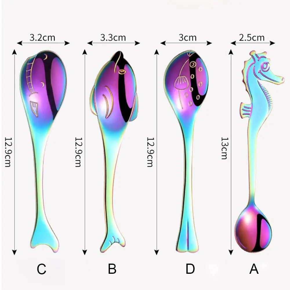 

Chinese Dessert Tea Coffee Ice Cream Spoon Creative 304 Stainless Steel Fish Dolphin Whale Soup Spoons Kitchen Tools Tableware