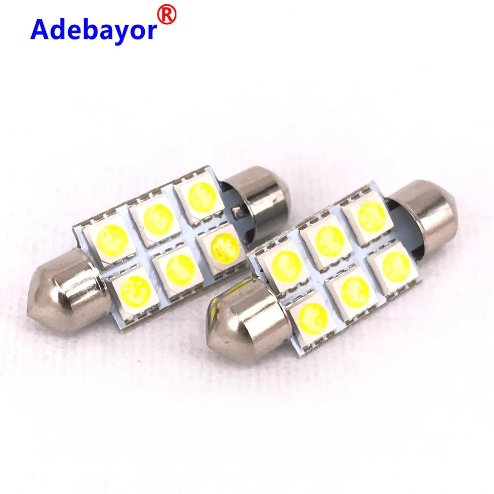 200 шт. автомобильные светодиодсветодиодный Лампы Canbus для чтения 36 мм 39 41 5050 6 SMD 12 В