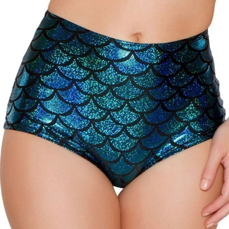 

2022 Women High Waist Mermaid Sexy Skinny Stretch Shorts Thin Shorts Casual Fish Female Scales Shorts