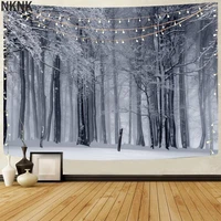 nknk beautiful tapiz snow wall tapestry forest tenture mandala landscape home tapestrys decor boho decor witchcraft printed