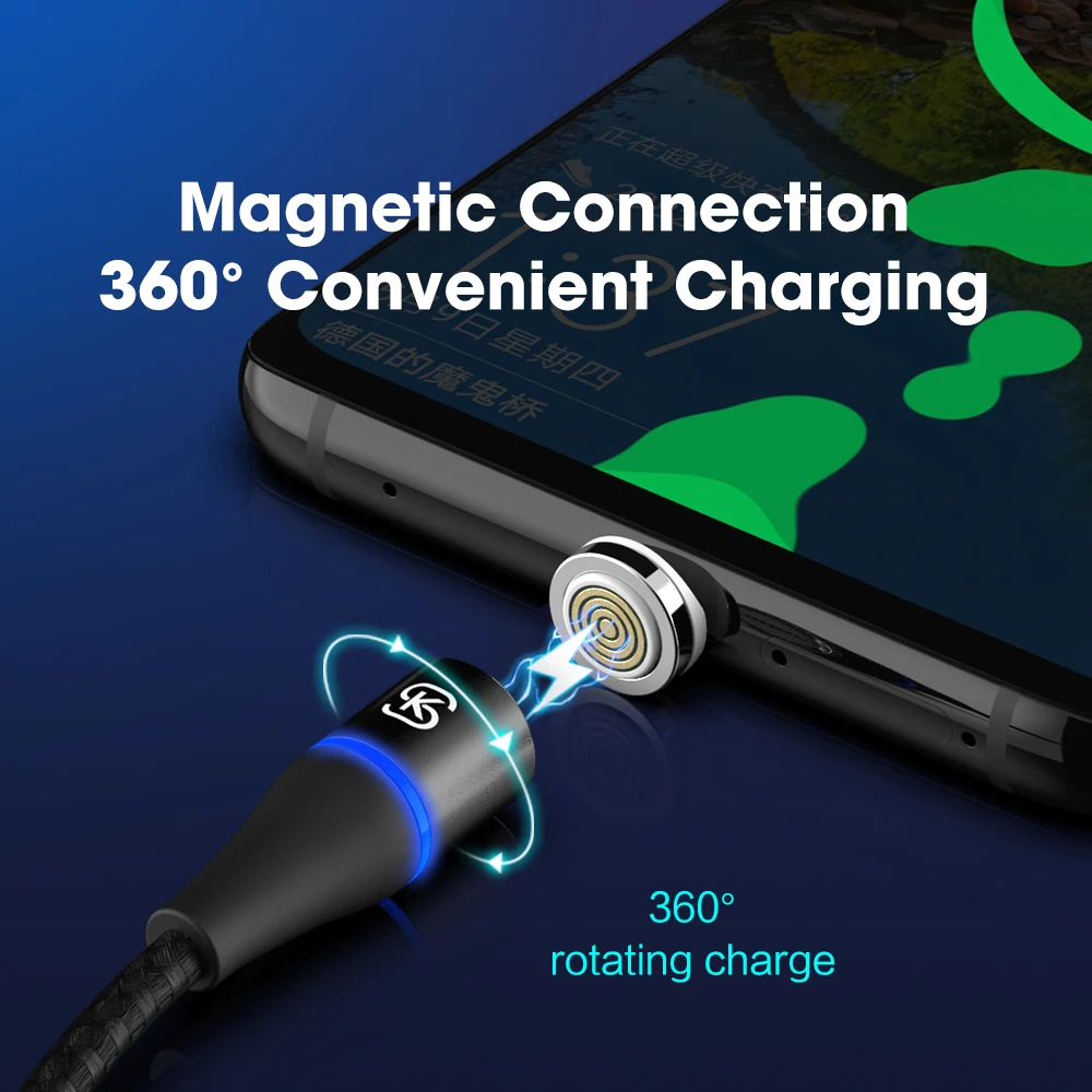 Круглый Магнитный кабель SIKAI 2 в 1 USB C Micro Type для быстрой зарядки м проводной шнур