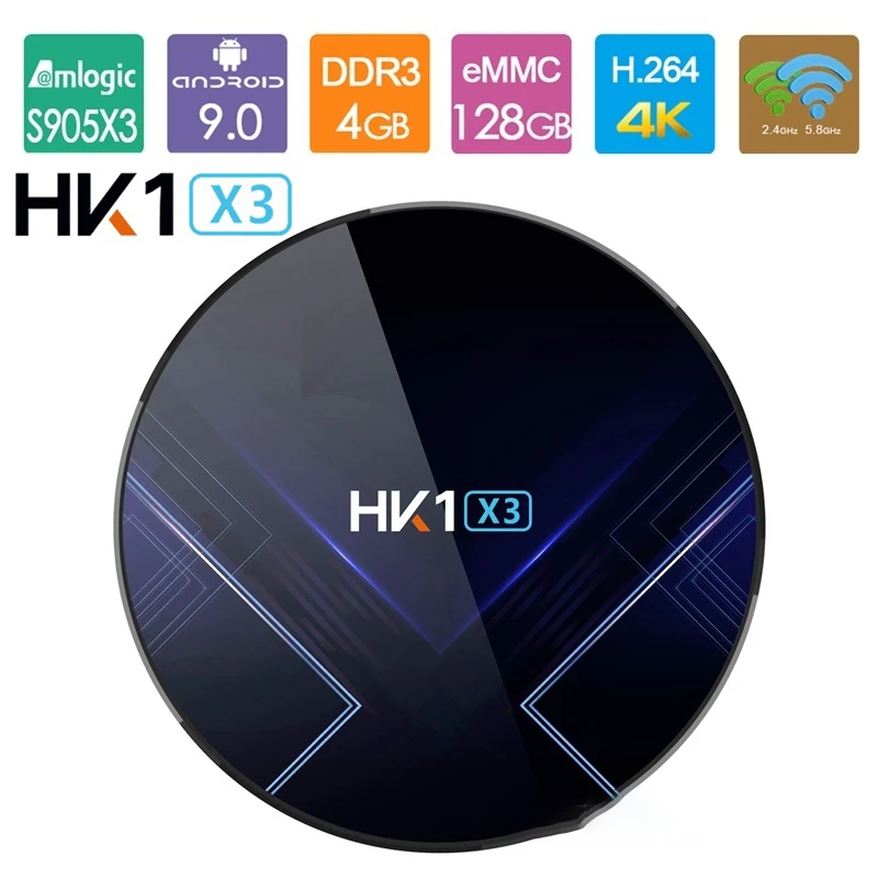 HK1X3 Amlogic S905W Смарт ТВ приставка Android 9 0 4G 128G медиаплеер 4K Google голосовой помощник