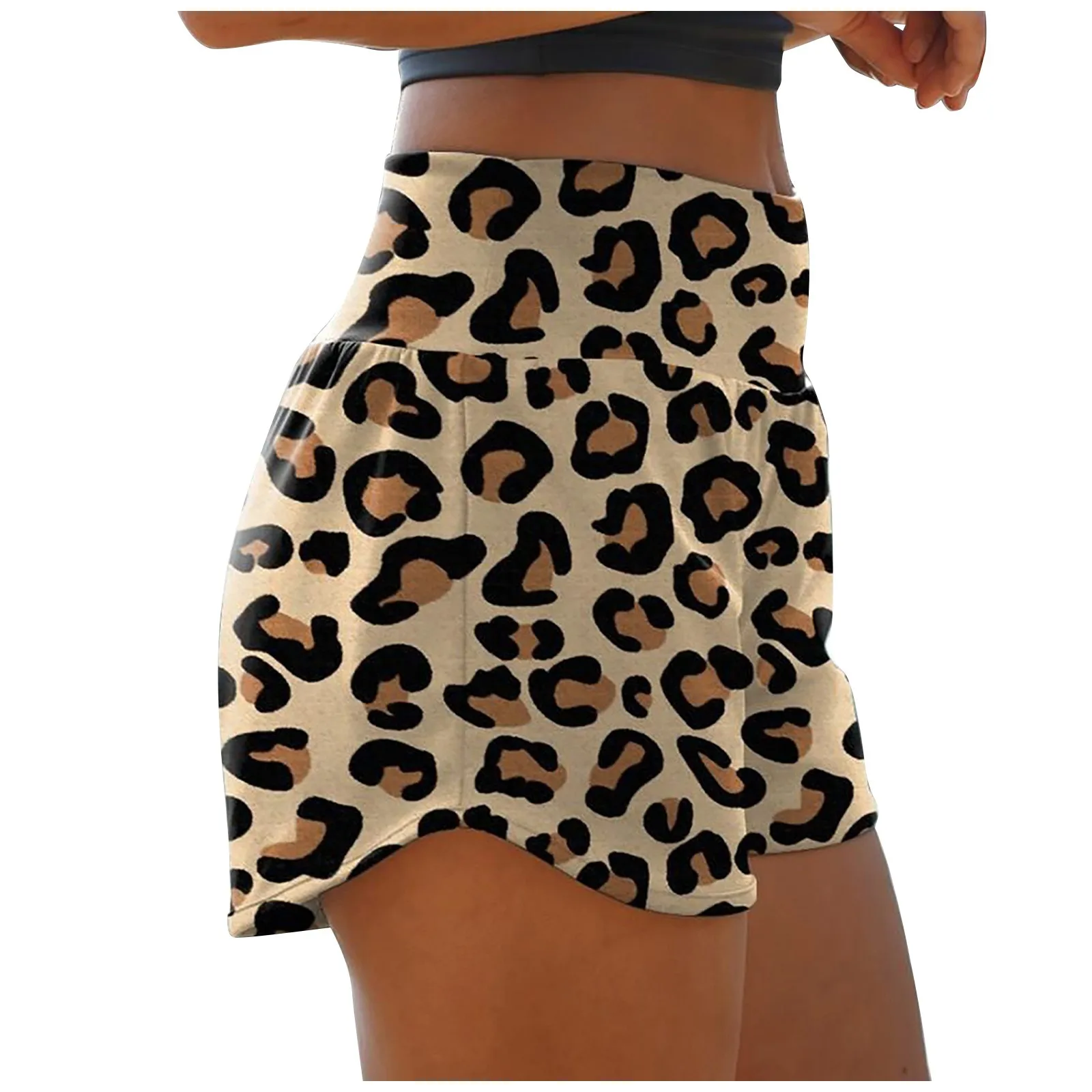 

Шорты женские леопардовые спортивные с эластичным поясом, повседневные короткие штаны для тренировок и бега, йо-га, лето 2021