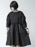 womens dress summer new classic black zipper design fashion trend baby collar casual casual versatile large dress