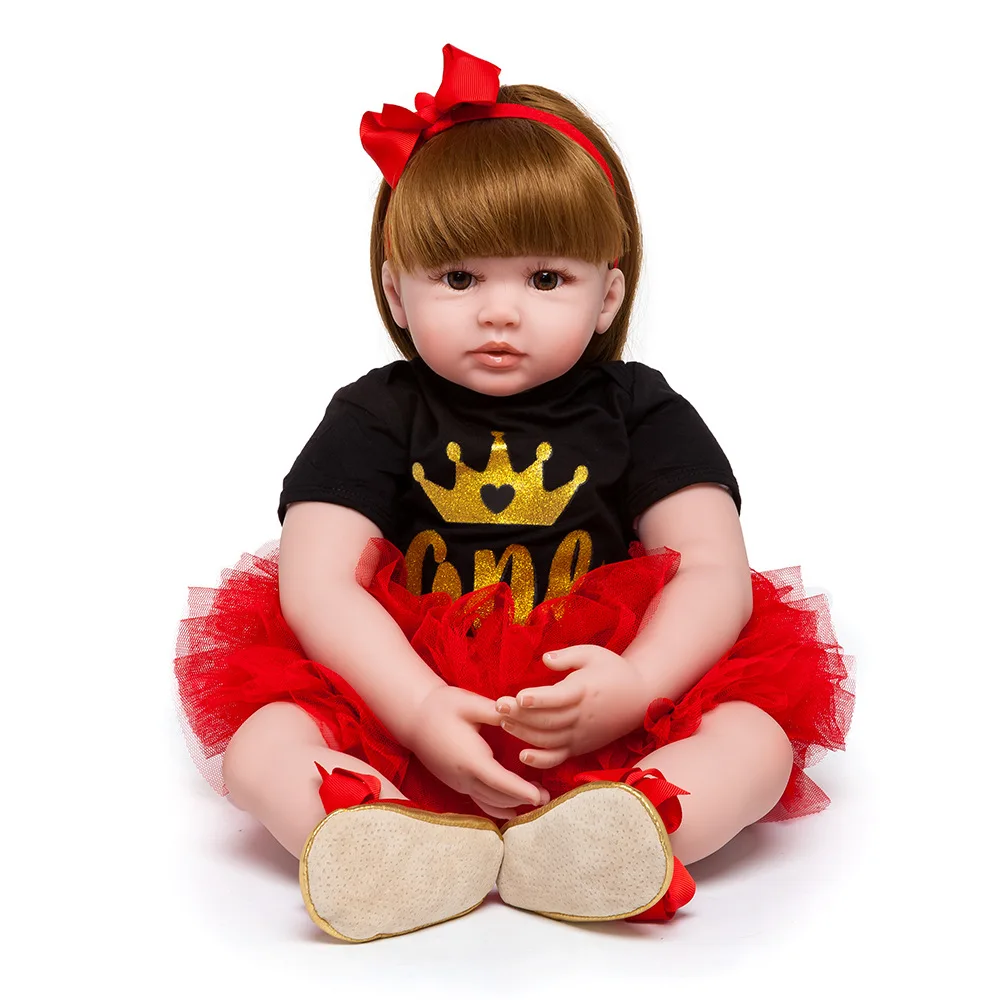 

60cm realistic reborn baby doll toy handmade silicone girl princess doll Boneca toddler baby Christmas birthday gift for child