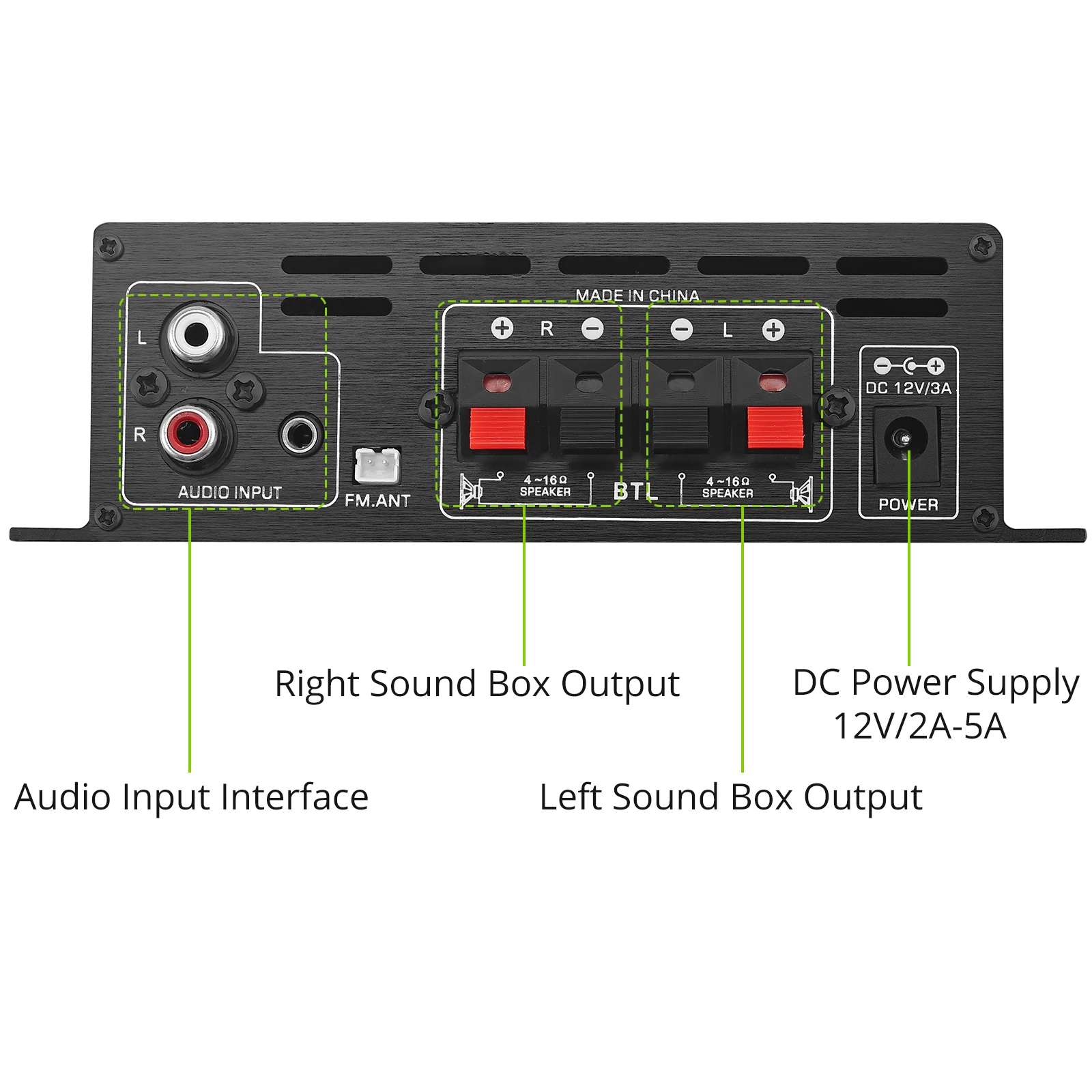 eSYNiC AK-380 Mini Audio Power Amplifier 2.0 CH Bluetooth-compatible 5.0 Receiver Bass &amp Treble Control Music Player Sound Amp |