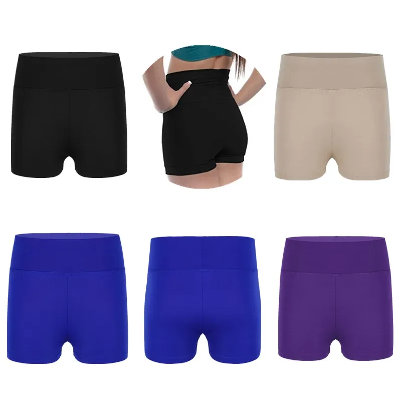 

6-12 Years Girls Kids Child Boy-cut High Waist Activewear Dance Shorts Bottoms for Yoga Sports Workout Gym Girls Dancing Shorts