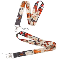 lx823 cute dachshund keychain lanyard for keys mobile phone hang rope keycord usb id card badge holder neck strap gift accessory