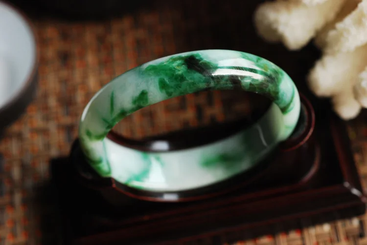 

Free Certificate Natural Burmese Jadeite 54-64mm Green Flower Bracelet Elegant Princess Jewelry Best Gift Present