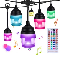 37ft outdoor rgb led string lights 12bulbs sync to music commercial waterproof shatterproof string lights for cafe backyard