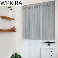 Door Curtain Grey Beige Pink Cotton Linen Striped Half Curtain For Kitchen Cabinet Bathroom Dust Short Curtain Partition AD805E