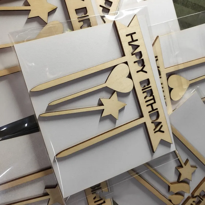 

5pcs/lot Happy Birthday Cake Topper With Star And Heart Birthday Party Anniversary Party Decoration
