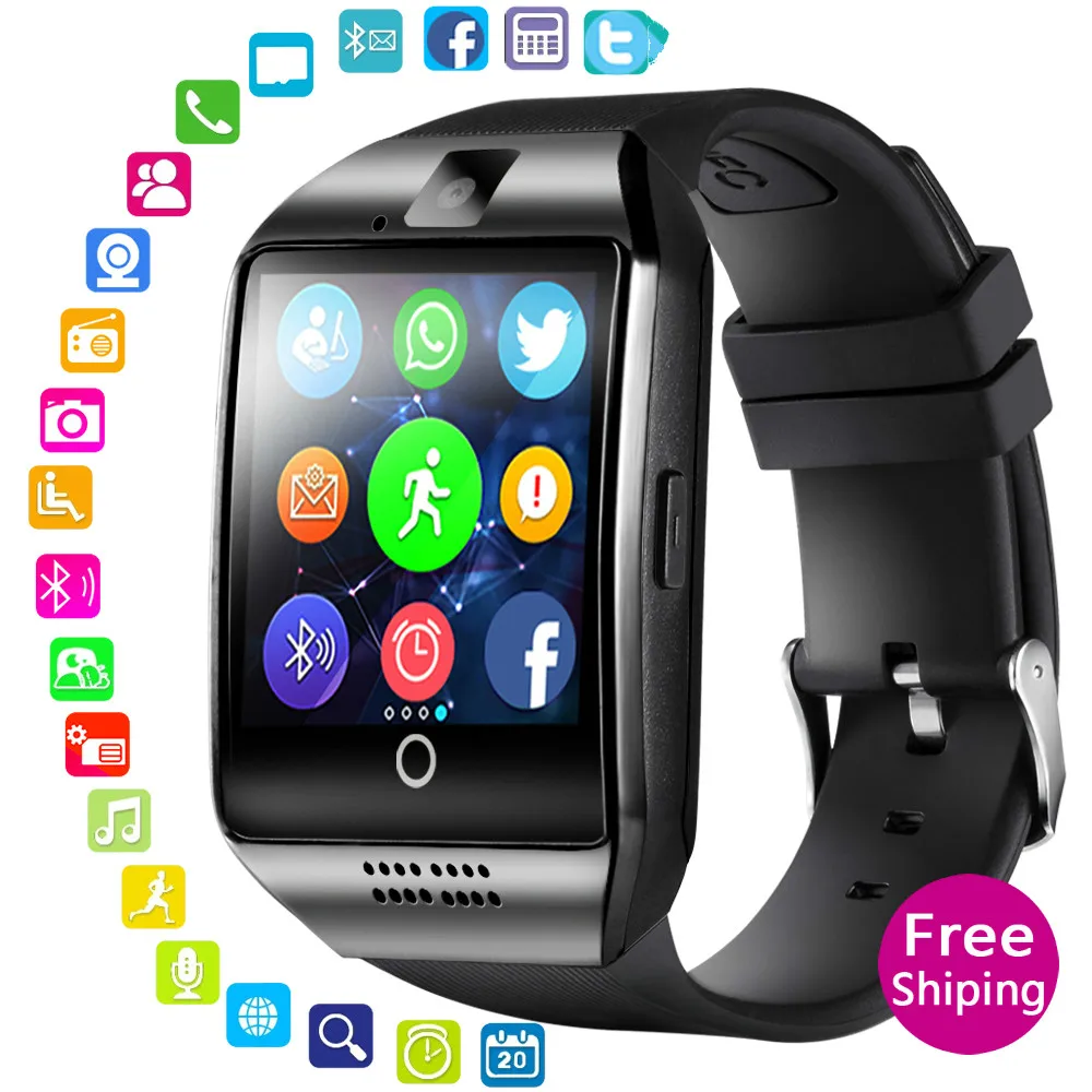 

Fashion 2020 Smart Watch With Camera, Q18 Bluetooth Smartwatch SIM TF Card Slot Fitness Activity Tracker Sport Watch For Android