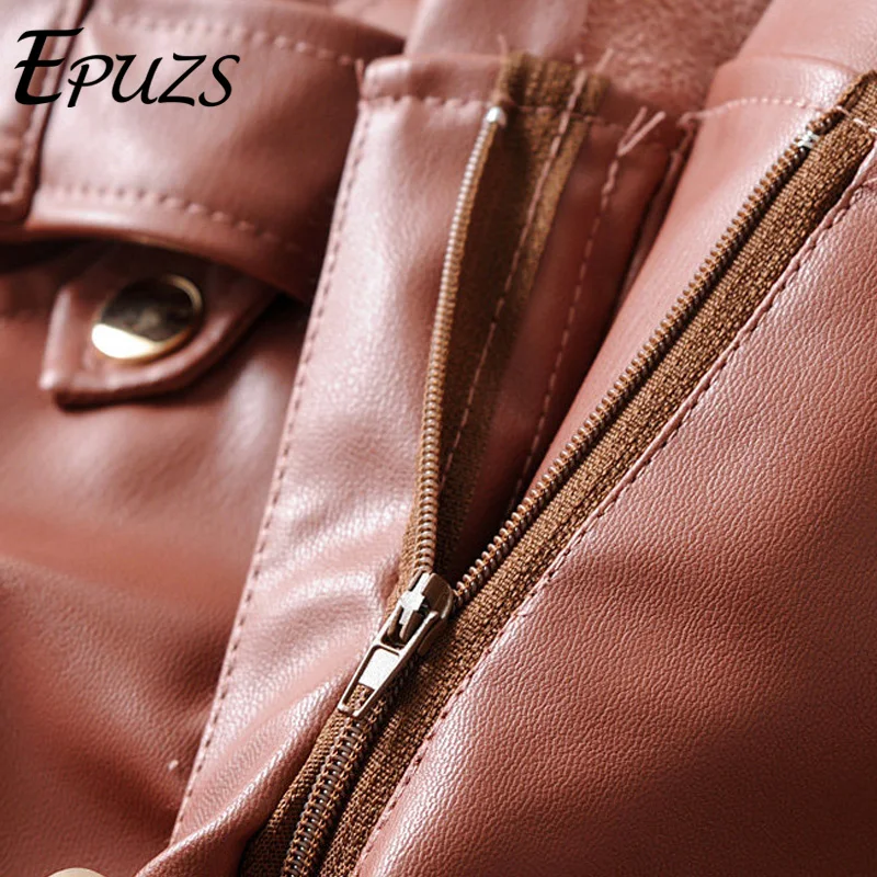 

Winter elegant pu leather skirt women Sexy pocket belt pleated skirt Streetwear office mini skirt 2019 falda mujer
