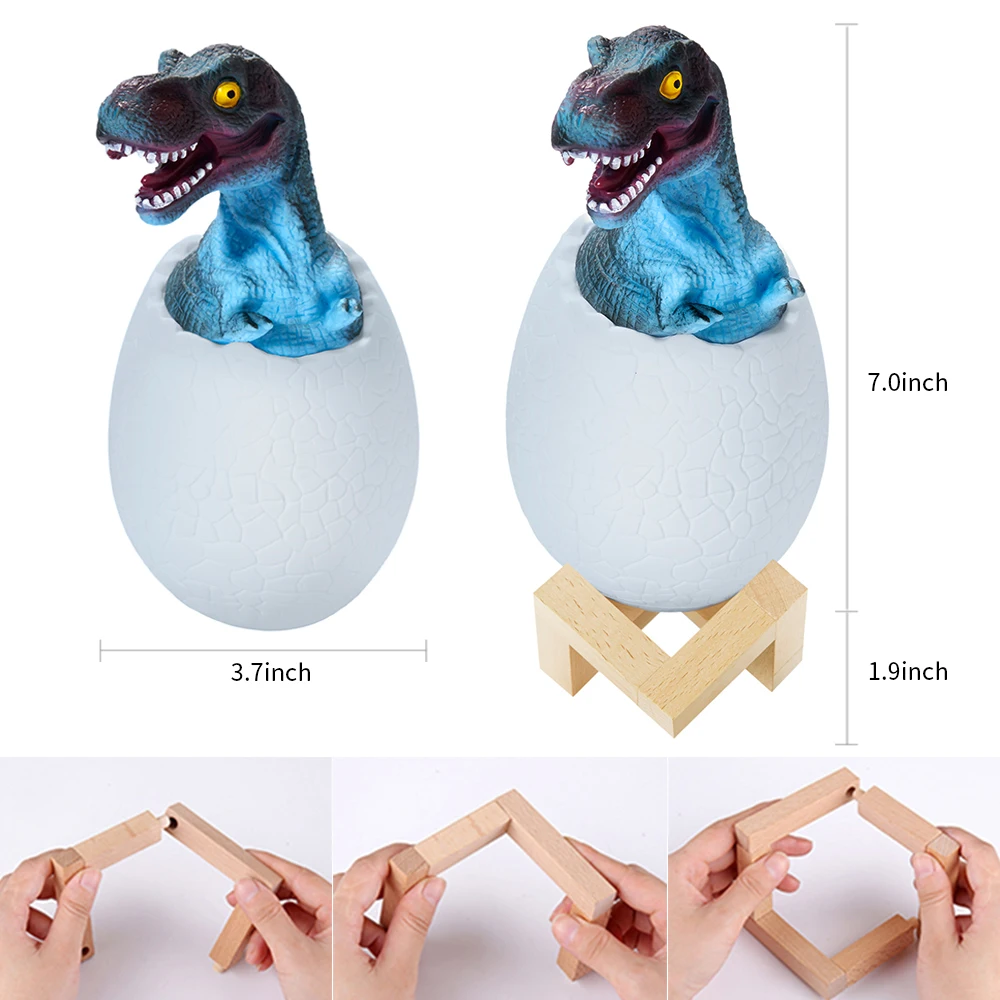 Dinosaur Egg 3D Night Light Rechargeable Control Lamp 16 Colors Change Remote LED Gift Creative smart home desk lamp | Лампы и