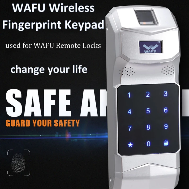 WAFU беспроводная панель дверного замка для отпечатка пальца пароль управление