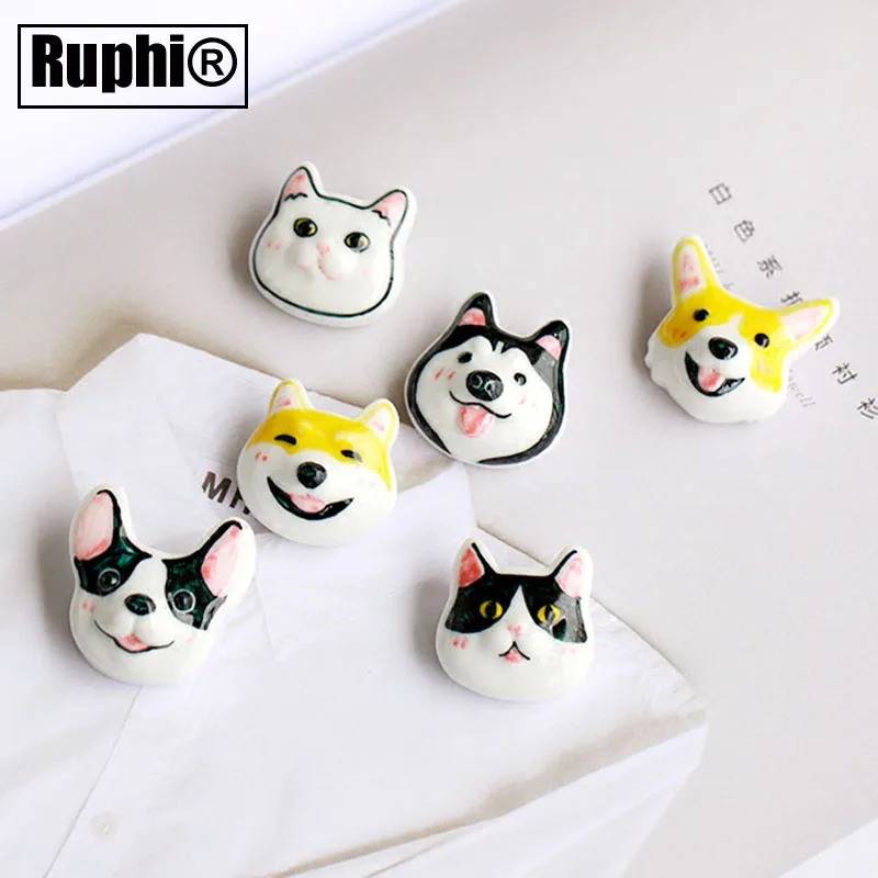 

Ceramic Dogs Designs handmade Collar Lapel Pin Brooches bags hats badge ornaments pin accessory