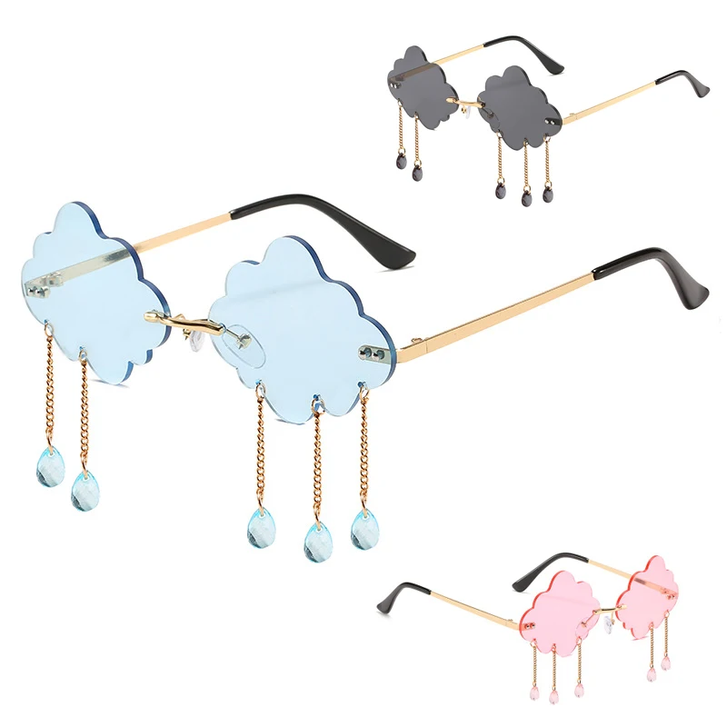 

Vintage Clouds Tassel Steampunk Sunglasses Fashion Rimless Driving Glasses Fashion Style Sunglasses Frameless Punk Glasses UV400