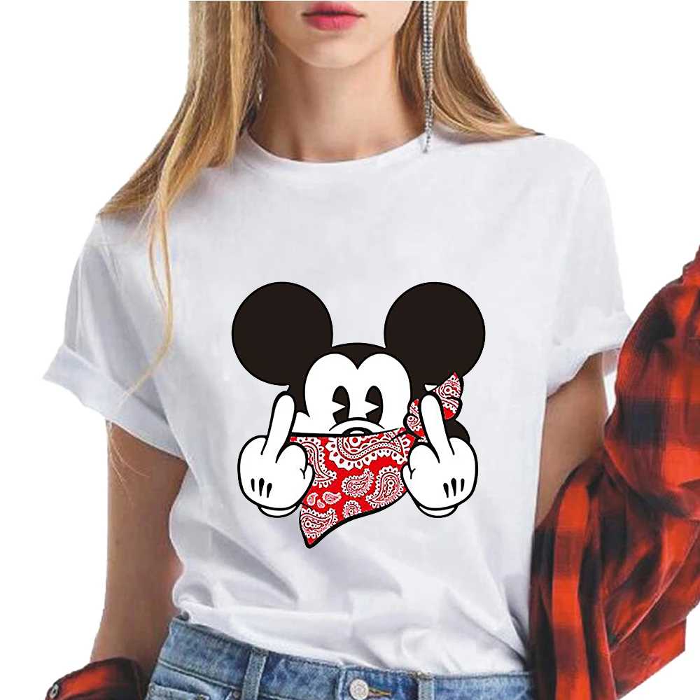 Basic Disney Masked Mickey Mouse T-shirts Women Short Sleeve Summer New Oversized Tees Casual Loose Tshirt O Neck Female Tops