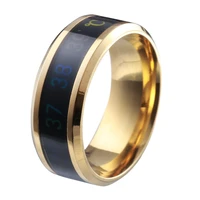new titanium steel fashion smart temperature ring stainless steel ins couple style fluorescent mood ring mens trendy jewelry