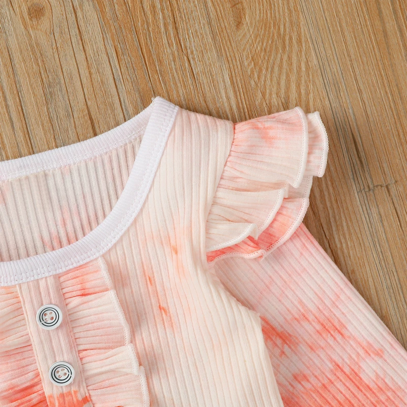 

Baby Girls Clothes Long Sleeve Autumn Winter Suit Children Ruffle Tie-dye Fashion Rompers+pants 2 PCS Sets Kids Outfits Bodysuit