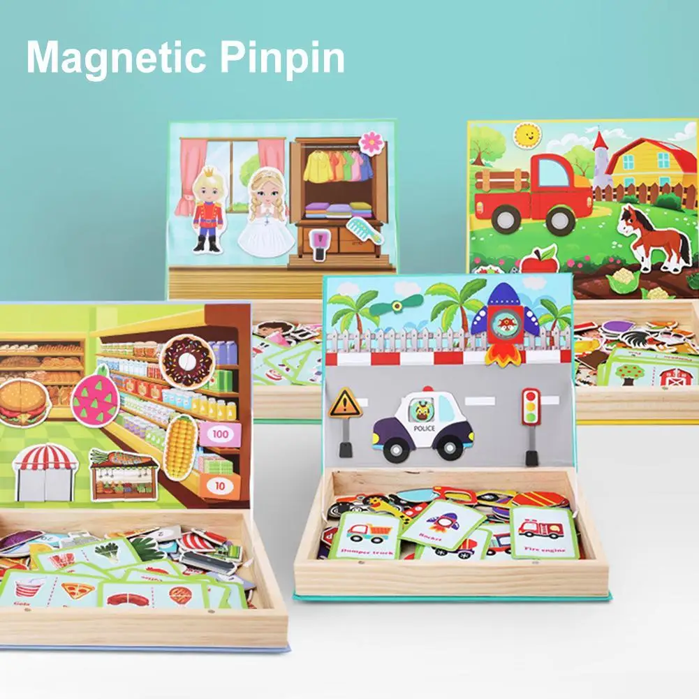 

Magnetic Matching Game Puzzles Imagination Play Farm Store Figure Children Toy
