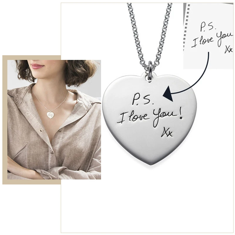 

Стильный почерк, Индивидуальные женские ожерелья, кулон в виде сердца из нержавеющей стали, фирменное имя, оригинальный персонализированны...