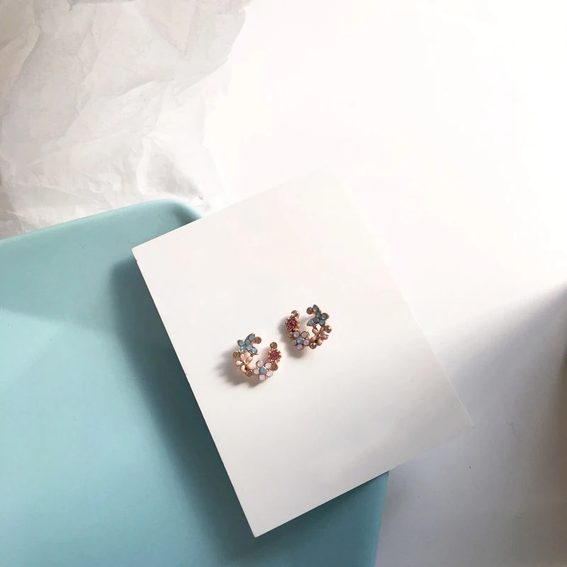 

New fancy delicate melting flower stud earring temperament female Korean earring women jewelry