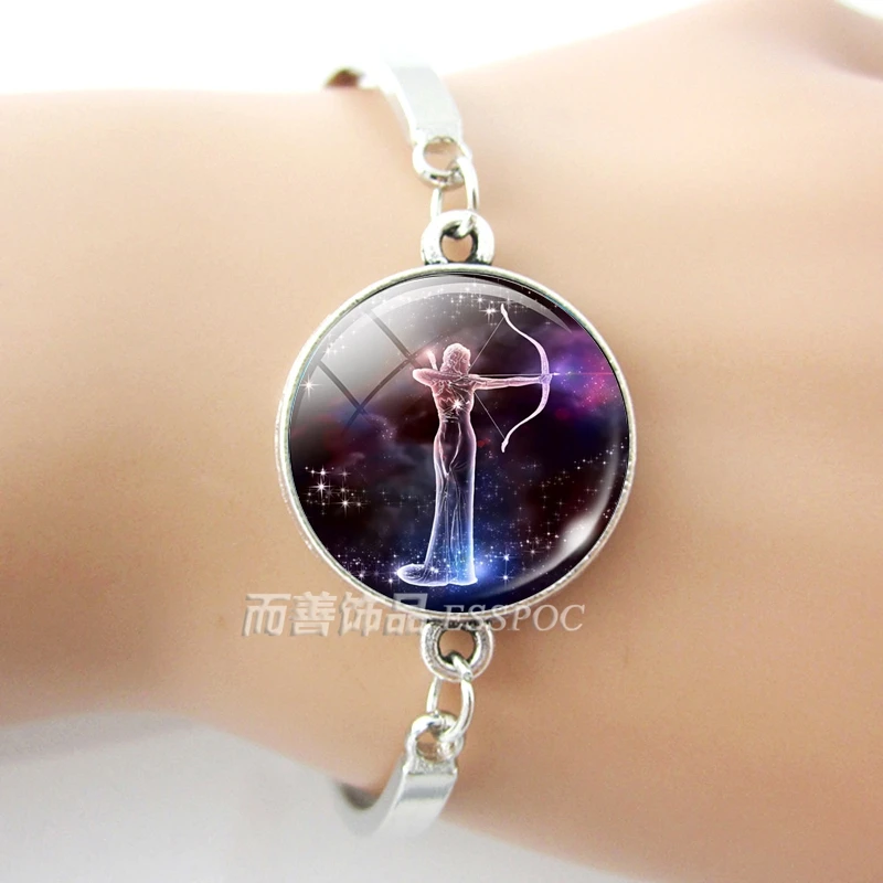 12 знаков зодиака стеклянный купол созвездия Серебряный Браслет Модные ювелирные