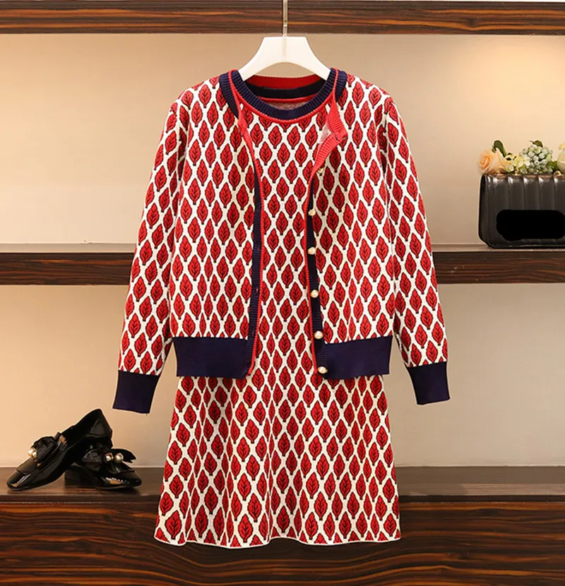 Маленький аромат осенние вязаные свитеры Женский комплект 2 шт. Кардиган Куртка