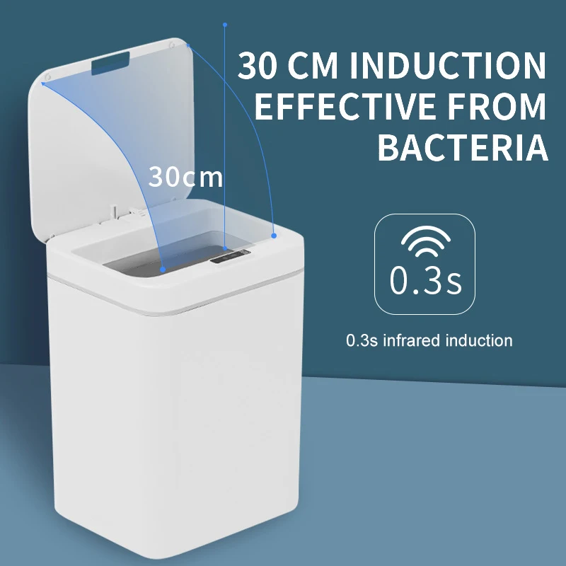 Интеллектуальная индукционная мусорная корзина 16 л Зарядка через USB Мусорное