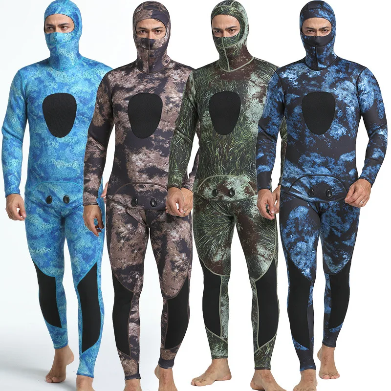 

Camouflage Two-piece Set Neoprene Camouflage Diving Suit Sun-proof and Warm Surfing Suit for Men Diving Wet Suit with Hood 3mm