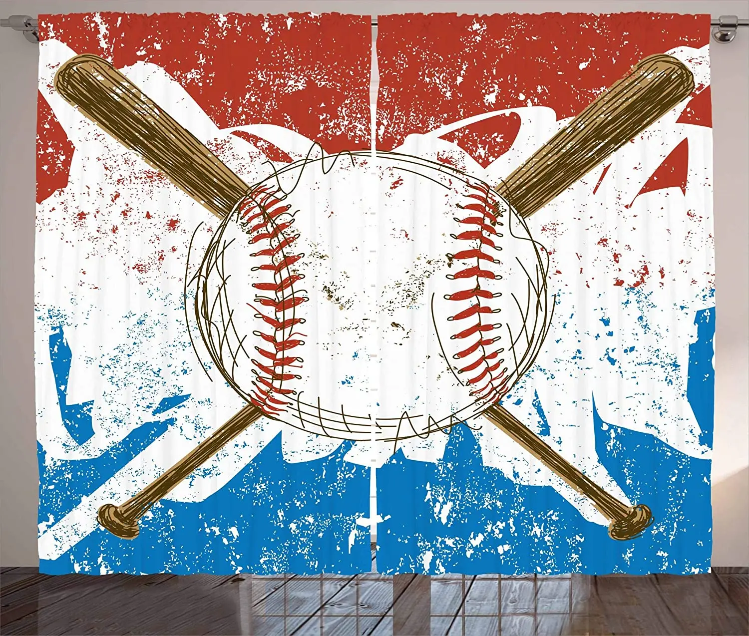 Спортивные занавески ручной работы бейсбольные биты и Мяч На Гранж цветной фон