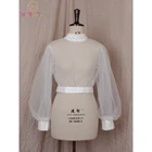 Женский тюлевый пиджак с жемчужинами, бежевый Свадебный топ с длинными рукавами и высоким воротником, накидка для невесты, оптовая продажа