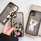 Защитный чехол для iPhone 111213 ProXS MaxXXR78 Plus, мягкий матовый Жесткий Чехол-бампер с изображением милой кошкисобакибульдога