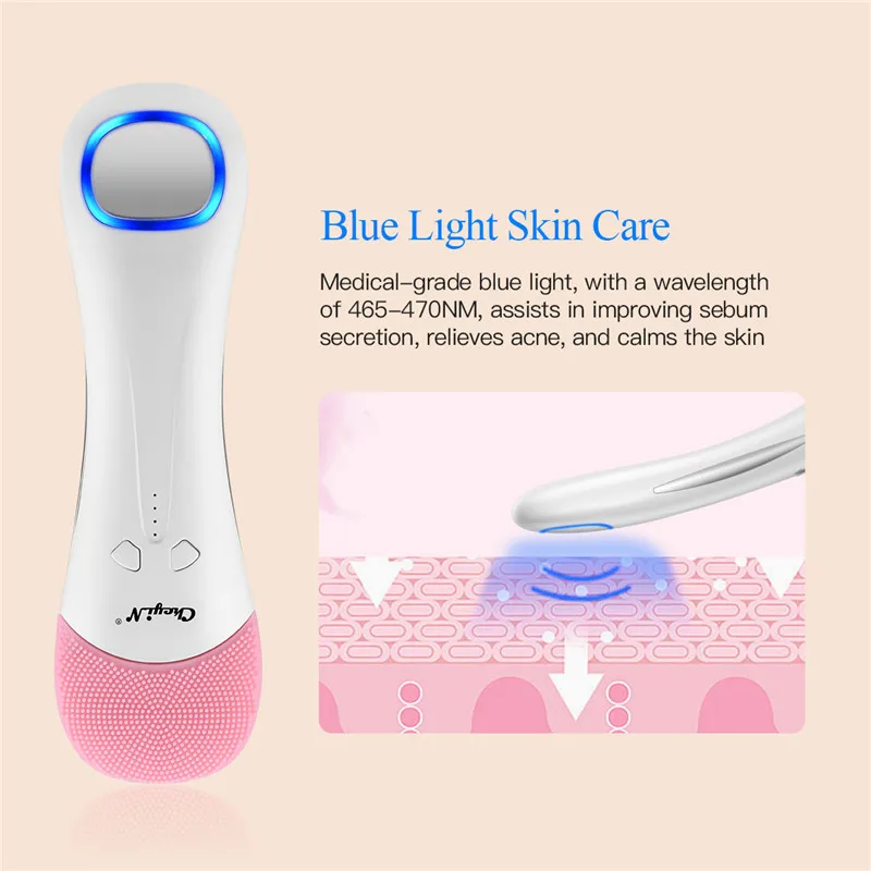 

CkeyiN Multifunctional Facial Cleansing Brush Hot Compress Light Therapy Beauty Device Nutrition Lead In Eye Care Skin Care Tool