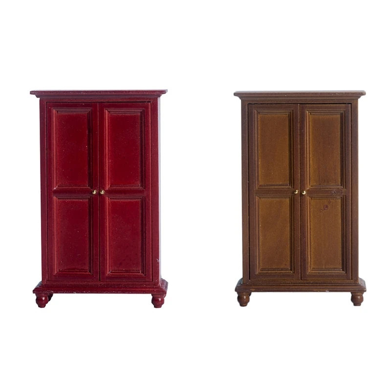 

1/12 Miniature Doll House Bedroom Double Door Wardrobe Furniture Decoration DIY DollHouse Decoration Accessories