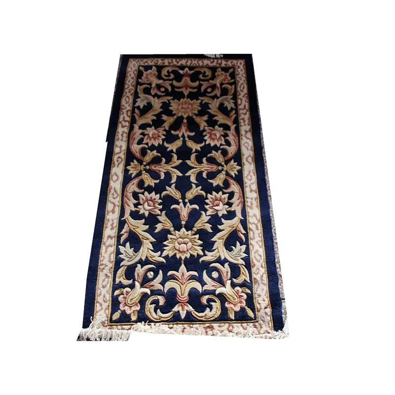 

THICK AND PLUSH EUROPEAN SAVONNERIE RUG ANTIQUE CHINESE HAND-MADE WOOL WALL ART GEOMETRIC ANTIQUE WOOL RUG CARPET LCW